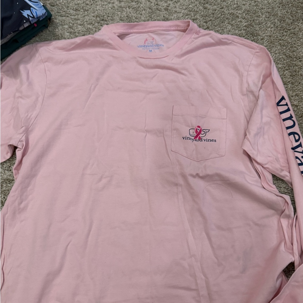 Vineyard Vines Men's Soft Pink Long Sleeve Tee